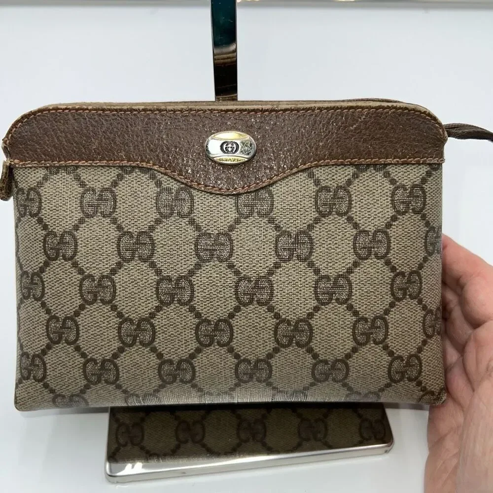 Gucci Vintage Accessory Collection GG Supreme Canvas Cosmetic Pouch